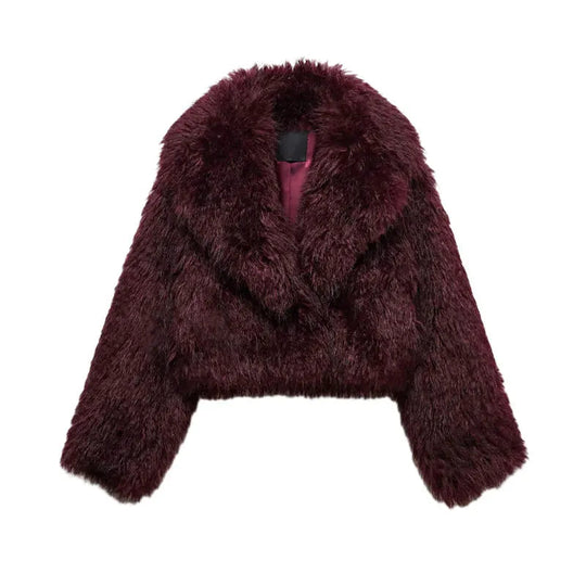 Cropped Faux Fur Coat for Women 