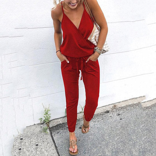 Spaghetti Strap Drawstring Jumpsuit for Women