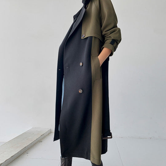 Classic double-breasted trench coat for women