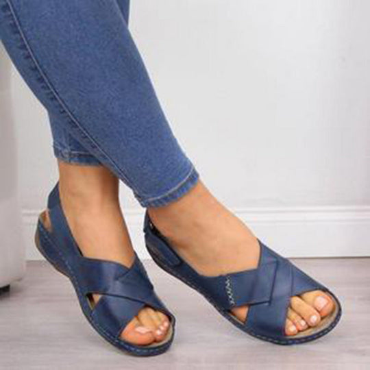 women's leather sandals with open toe