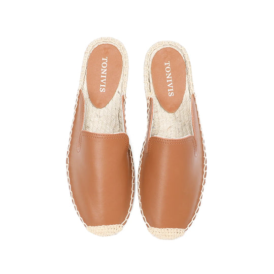 Espadrille-Pantoletten aus echtem Leder