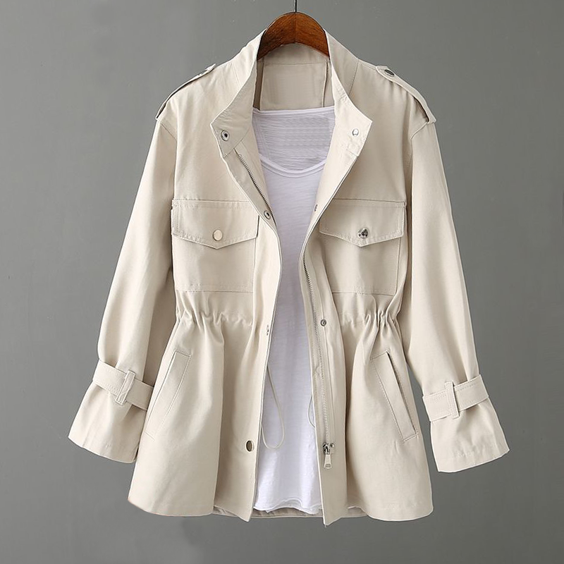 Solid Color Drawstring Jacket for Women