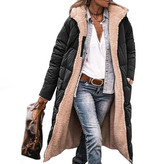 Casual slim hooded parka for women