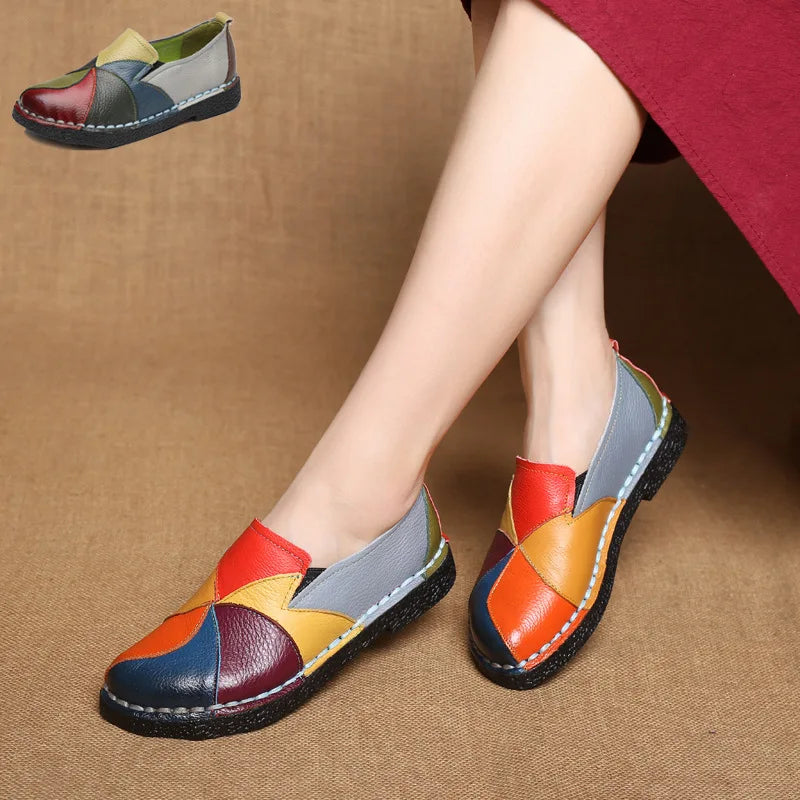 Multicolored Leder Loafers für Frauen