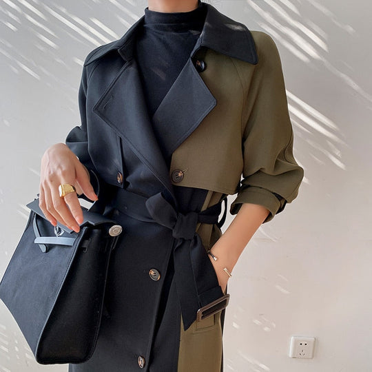 Classic double-breasted trench coat for women