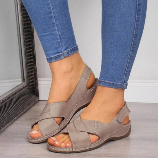 women's leather sandals with open toe