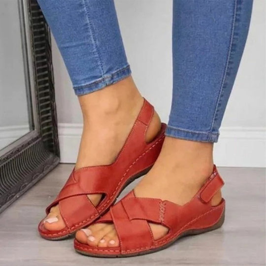 women's leather sandals with open toe