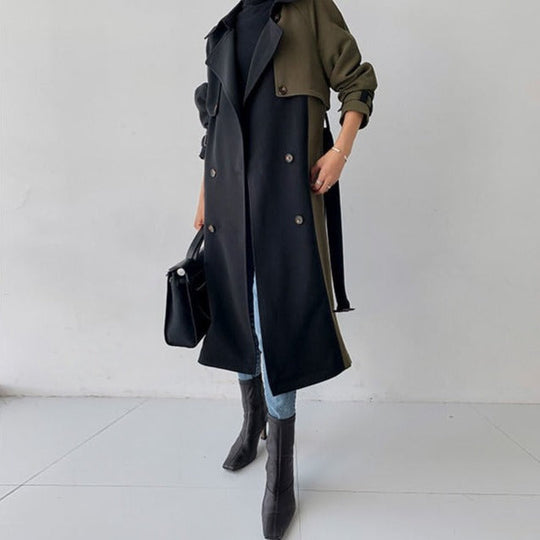 Classic double-breasted trench coat for women