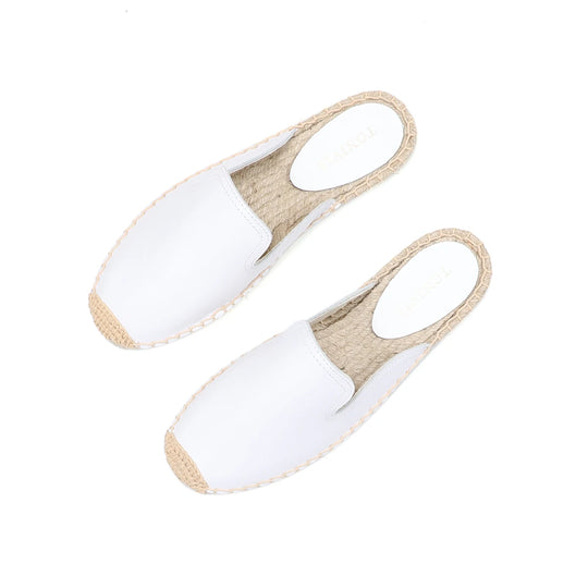 Espadrille-Pantoletten aus echtem Leder