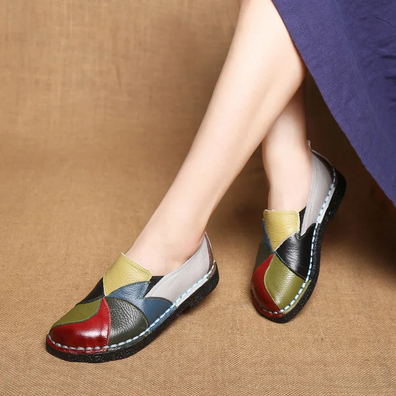 Multicolored Leder Loafers für Frauen