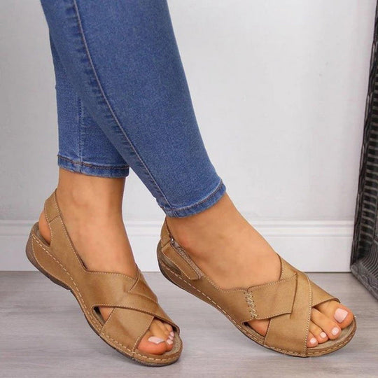 women's leather sandals with open toe