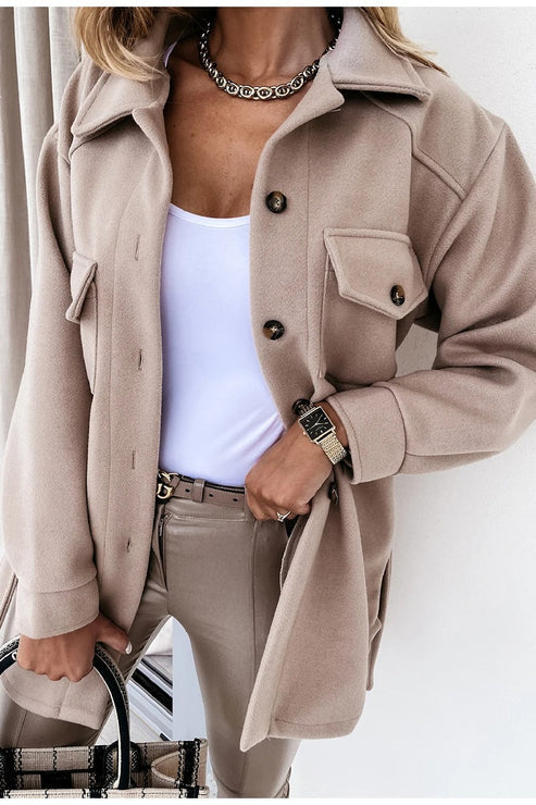 Casual Button Down Coat for Women