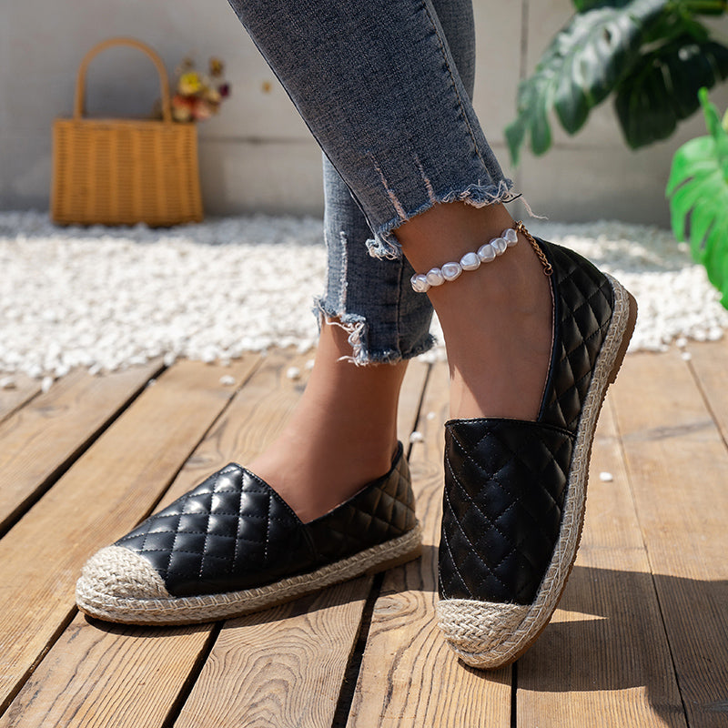 Espadrilles aus geripptem Leder für Damen