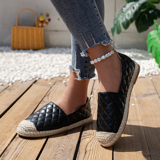 Espadrilles aus geripptem Leder für Damen