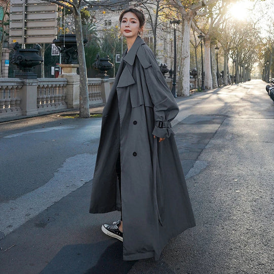 Plus Size Double Breasted Trench Coat for Women