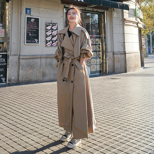 Plus Size Double Breasted Trench Coat for Women