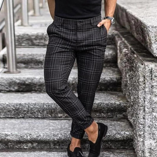 Checkered casual pants for men