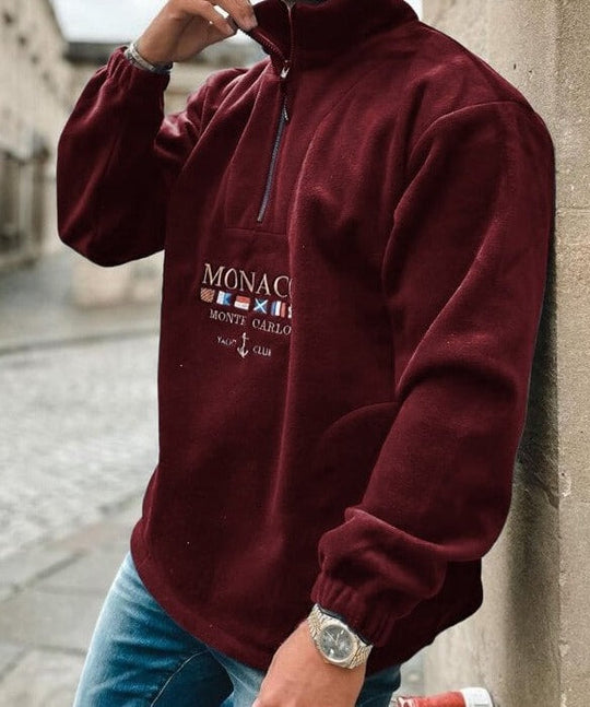 Bedrucktes Sweatshirt mit halbem Reißverschluss