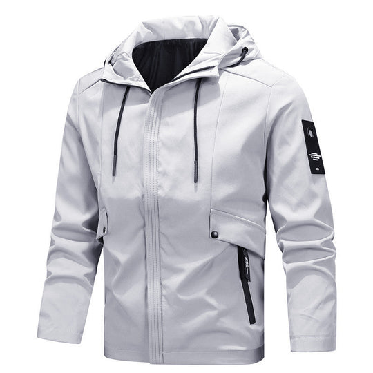 Thin technical jacket with hood for men