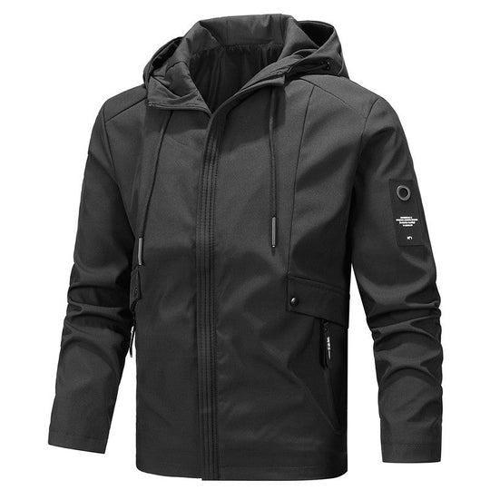 Thin technical jacket with hood for men