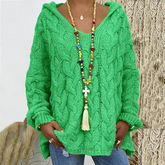 Women's Long Sleeve Hooded Knitted Sweater