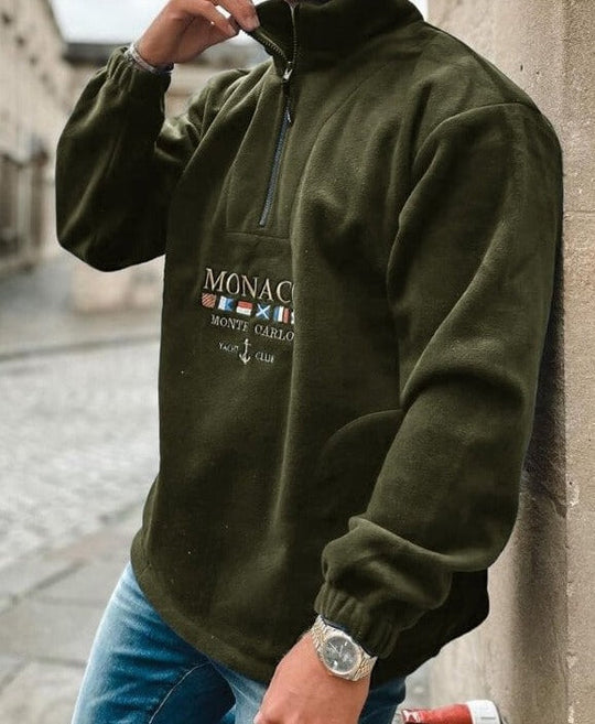 Bedrucktes Sweatshirt mit halbem Reißverschluss