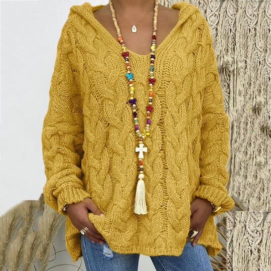 Women's Long Sleeve Hooded Knitted Sweater