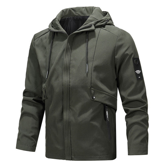 Thin technical jacket with hood for men