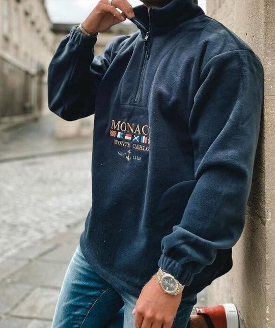 Bedrucktes Sweatshirt mit halbem Reißverschluss