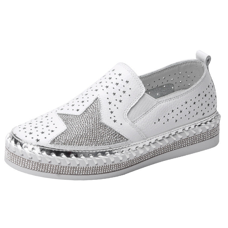 Flache Espadrilles mit kristallbesetzter Sohle