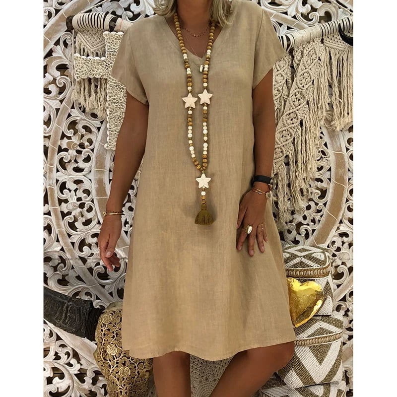 Casual linen midi dress