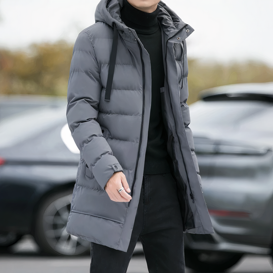 Casual padded men's coat with hood