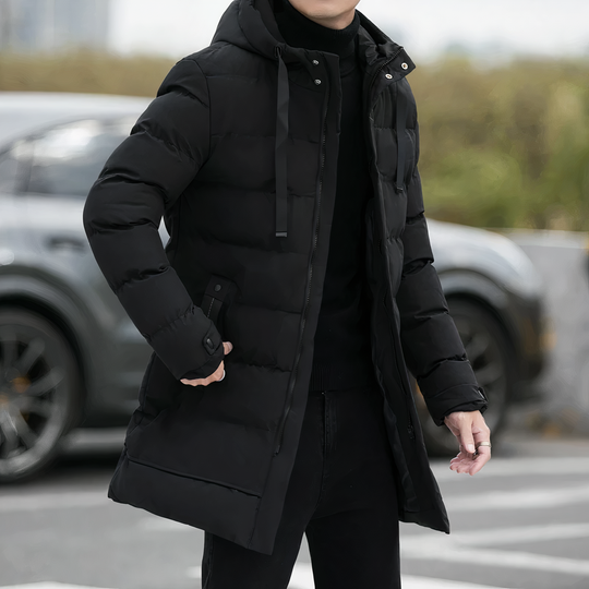 Casual padded men's coat with hood