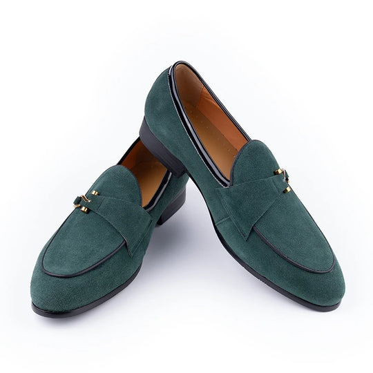 Luxe Suede Buckle Loafers 