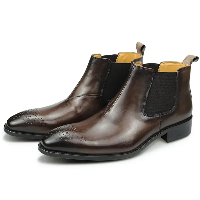 genuine leather ankle boots for men 