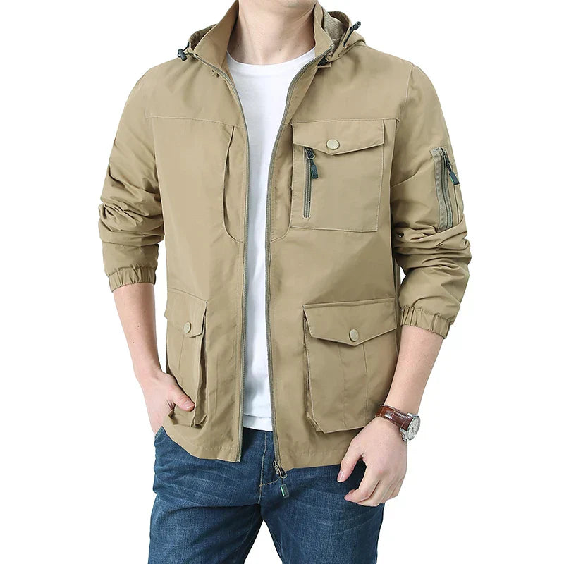 Breathable men's summer jacket in cargo style