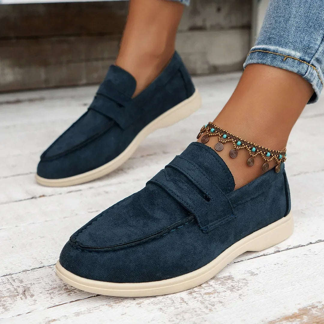 Flat suede loafers for women 