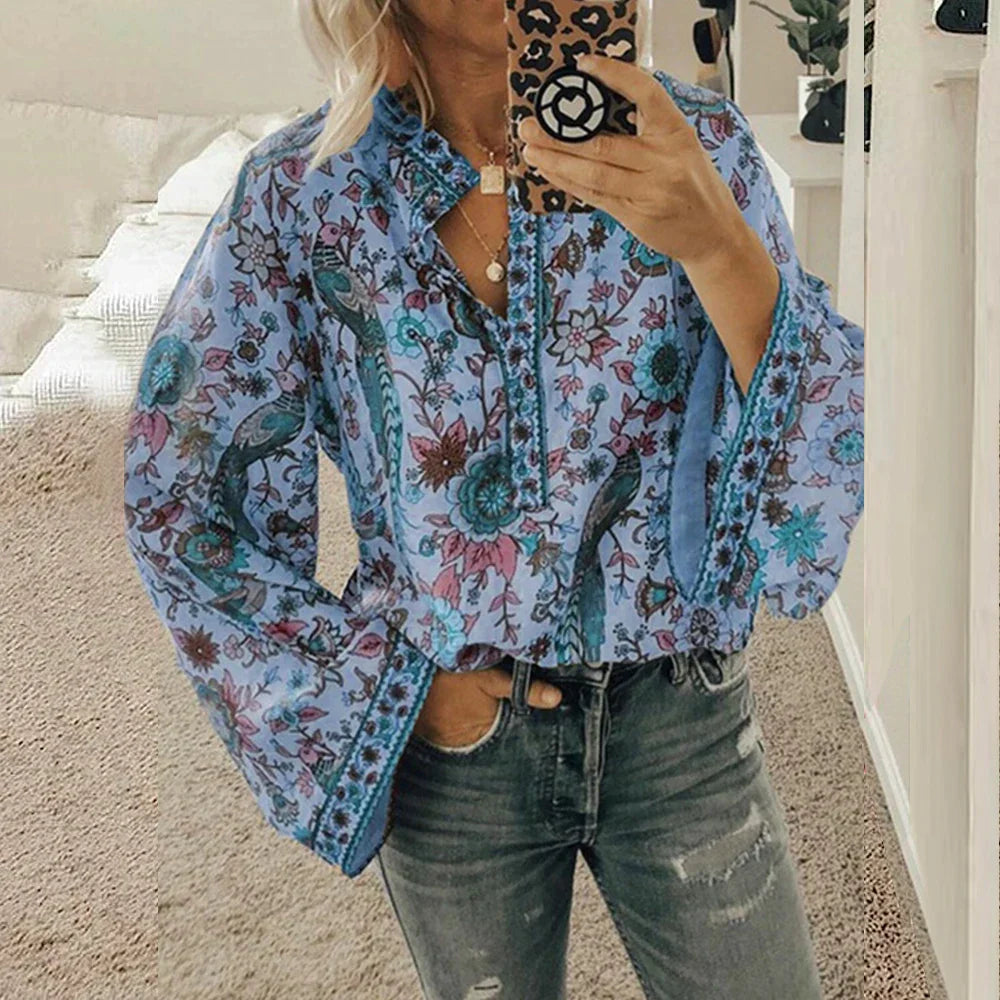 Boho long sleeve blouse for women