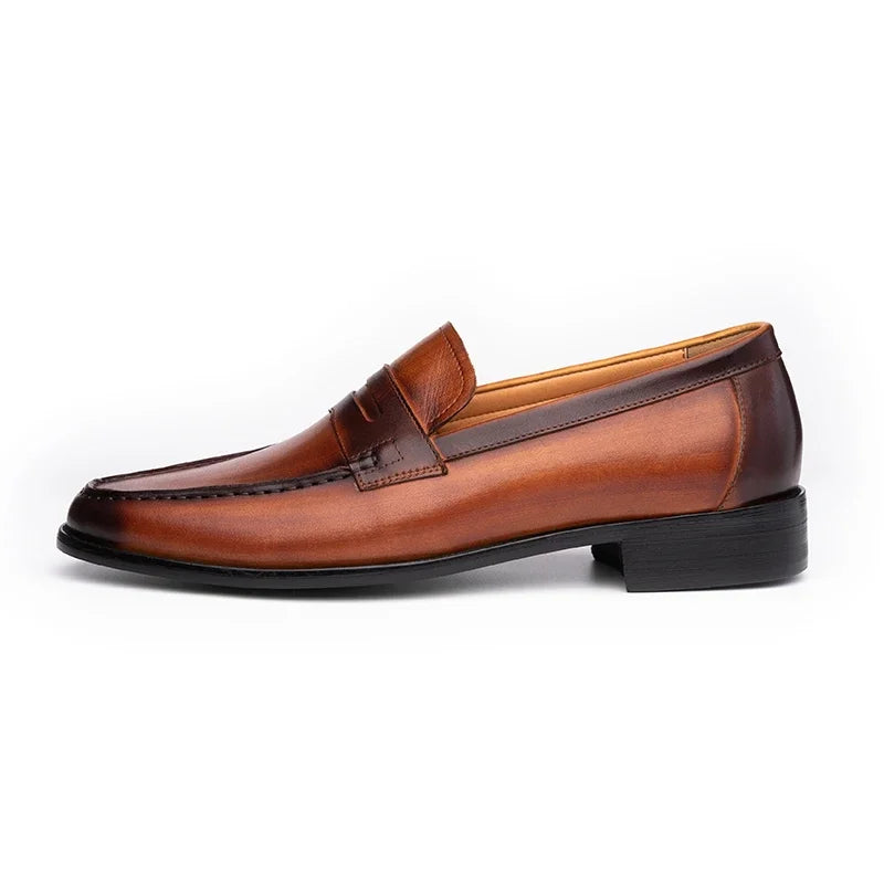 High-quality brown leather loafers 