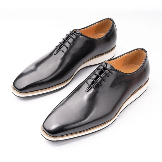 Leather Black Handmade Men Shoes 