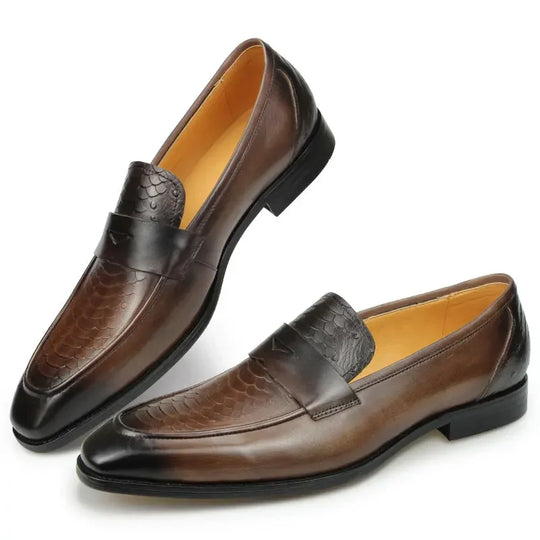 Exquisite Print Leder Loafers