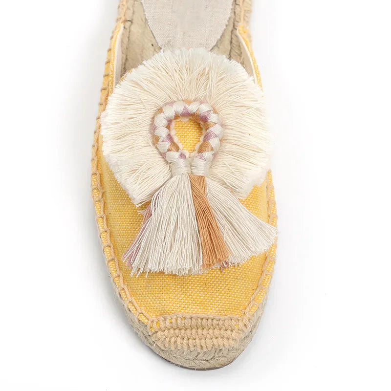 Espadrille-Mules mit flauschigem Ball