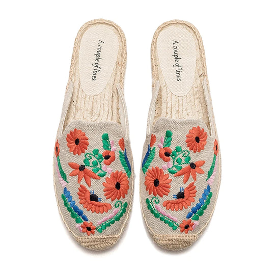 Bestickte Espadrille-Pantoletten für Frauen