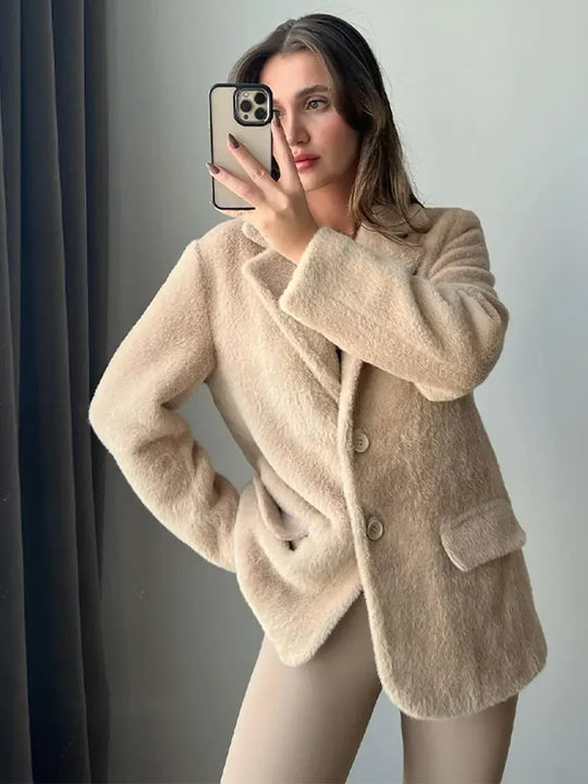 Fashionable plush coat for women