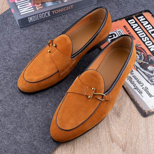 Luxe Suede Buckle Loafers 