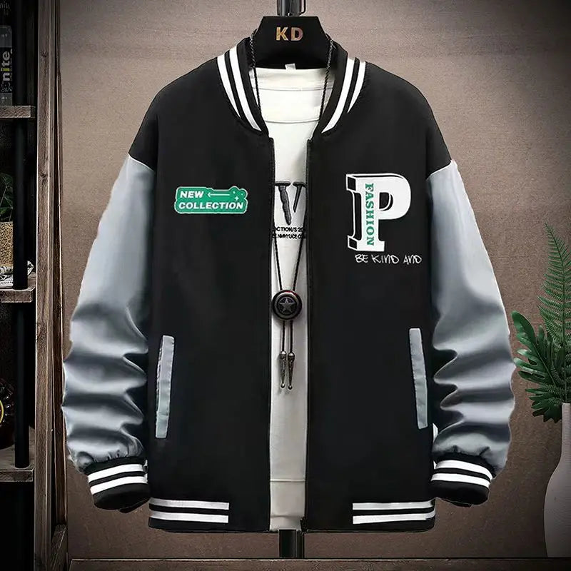 Men's baseball jacket with velvet lining