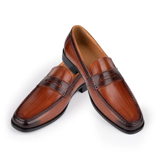 High-quality brown leather loafers 