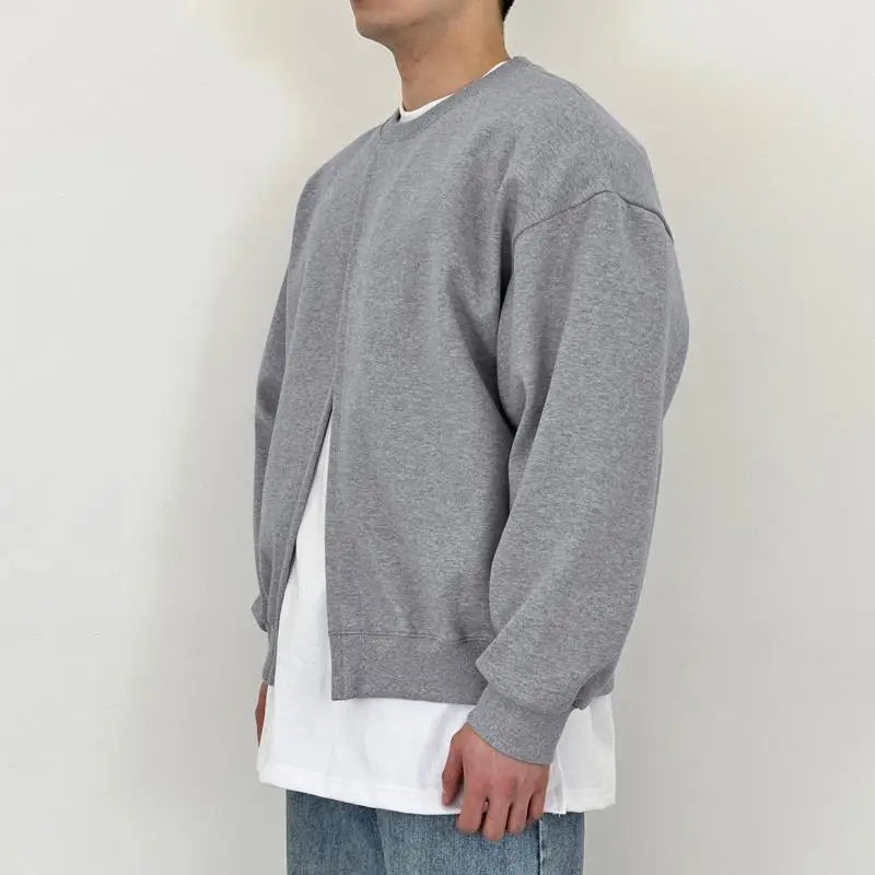 Herren Pullover mit O-Ausschnitt und Schlitz