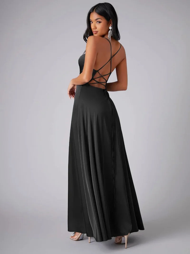 Elegant long backless dress for women