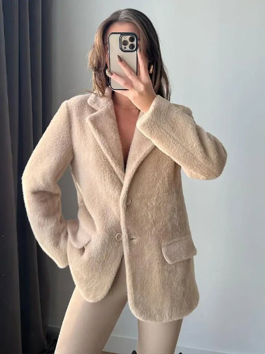 Fashionable plush coat for women